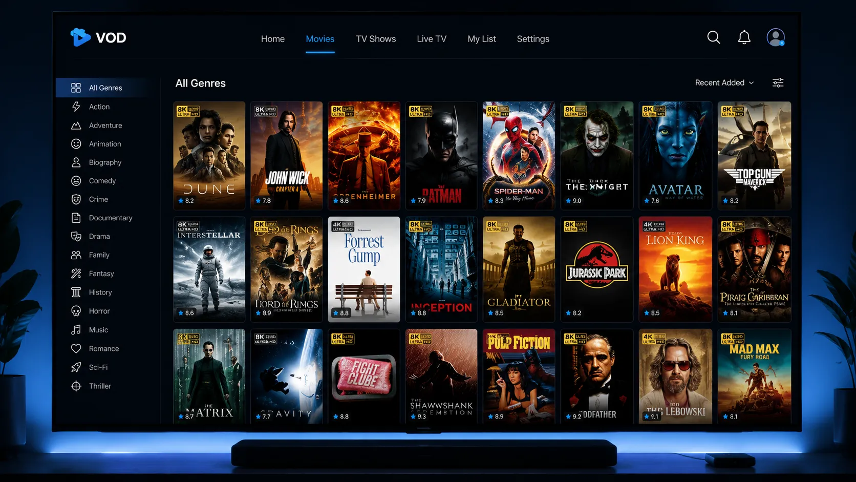 IPTV Smarters Pro player interface on an Amazon Fire TV Stick showing channel list, live stream, and EPG program guide for US viewers